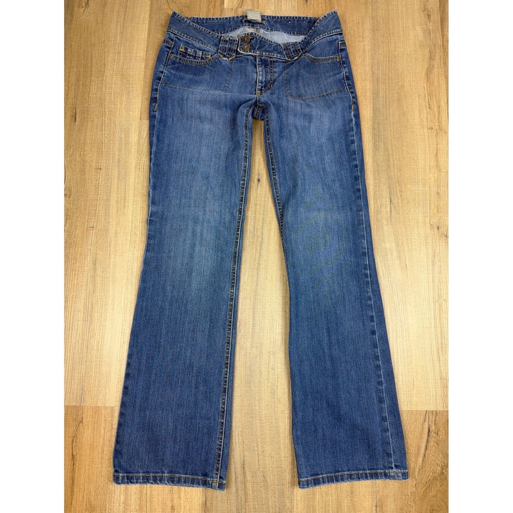 Y2K Ann Taylor Modern Fit Blue Bootcut Jeans Double Button Low Rise Size 8